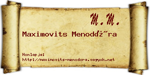 Maximovits Menodóra névjegykártya